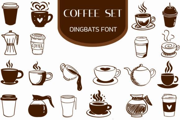 Coffee Set: A Dingbats Font for Creative Notes and Designs