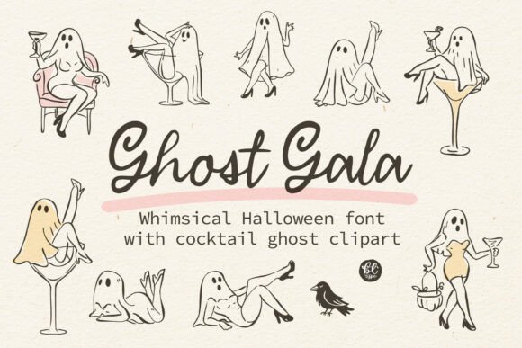 Ghost Gala: A Whimsical Font and Clipart Set for Spooky Celebrations