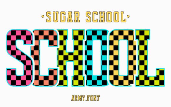 Sugar School Black: A Bold Checkered Typeface for Vibrant Designs